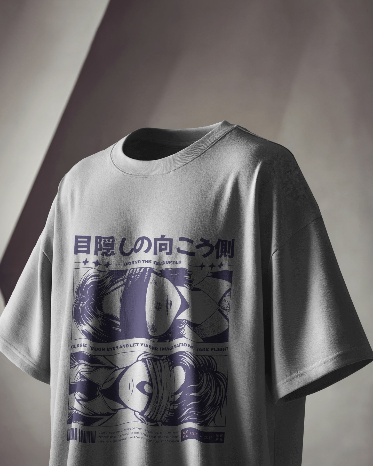 "Behind the Blindfold" White Graphic T-Shirt